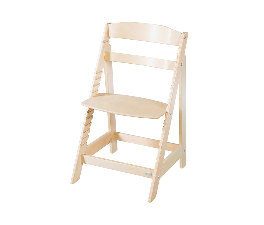 Ein naturbelassener roba Treppenhochstuhl »Sit Up Flex«.