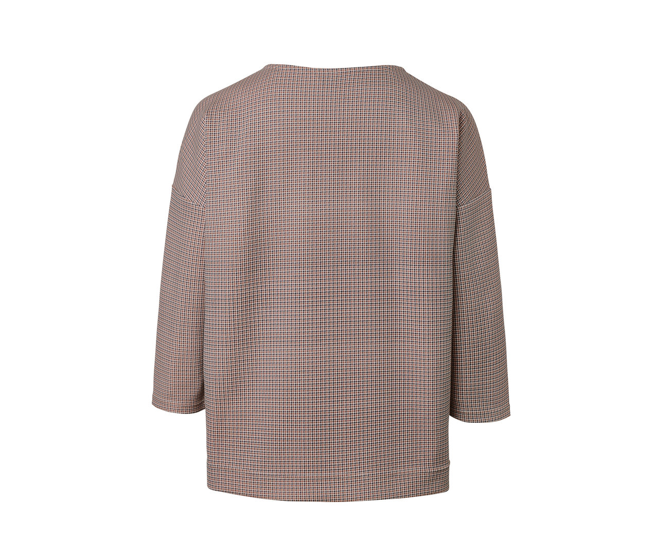 Detailansicht eines karierten Sweatshirts.