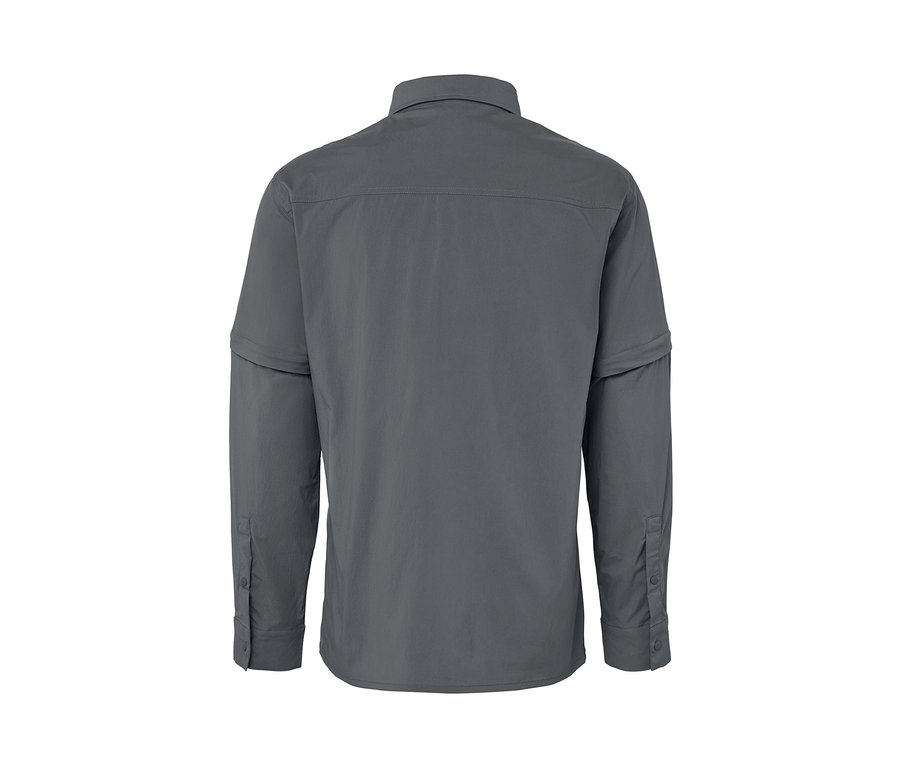 Graues Outdoorhemd von hinten.