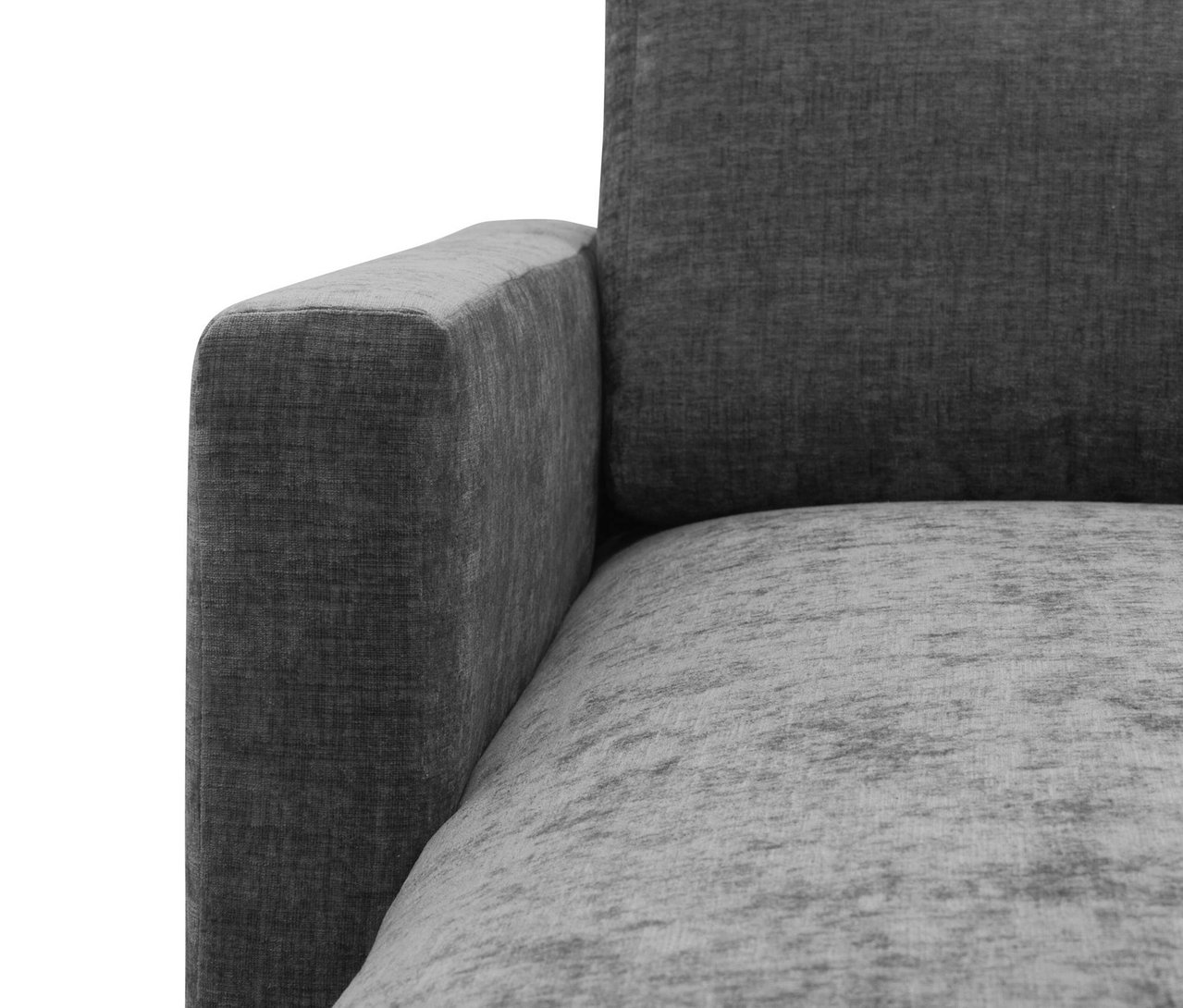 Detailansicht der anthrazitfarbenen DOMO Longchair, linksbündig.