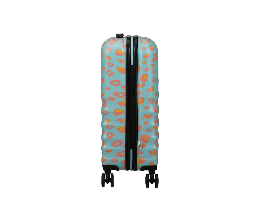 American Tourister Wavebreaker »Minnie Mouse«, klein, mit blauem Hintergrund und orangefarbenen Flecken.