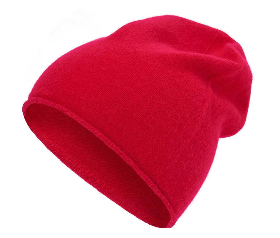 Rote Cashmere-Mütze.