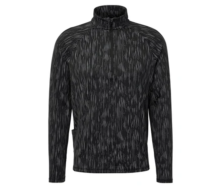 Schwarz-weißes Sweatshirt mit Reißverschluss.