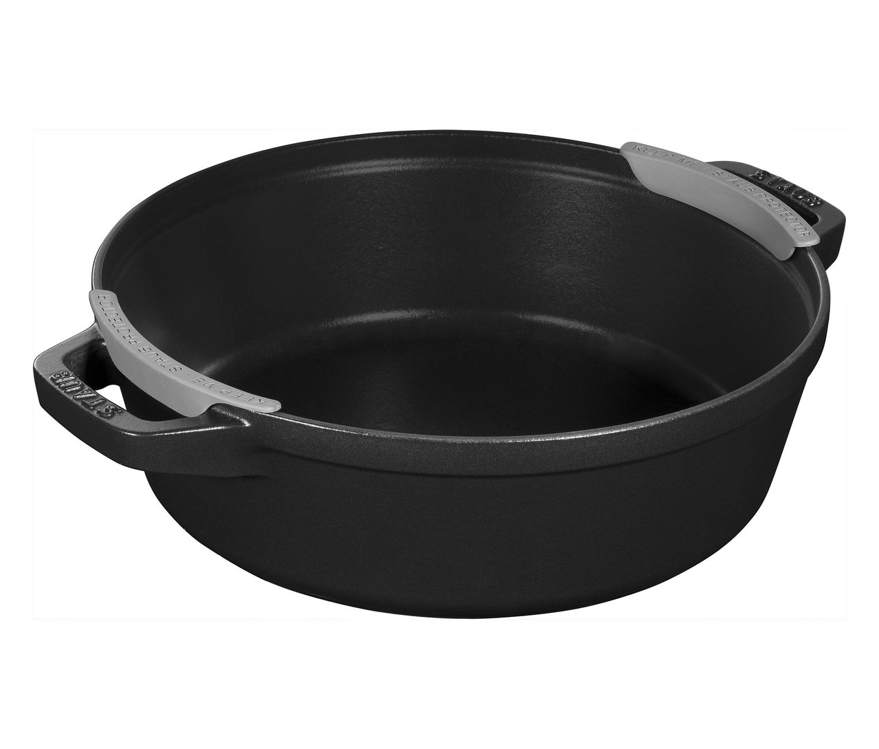 Nahaufnahme eines schwarzen STAUB Kochtopf-Sets »La Cocotte«, 3-teilig.