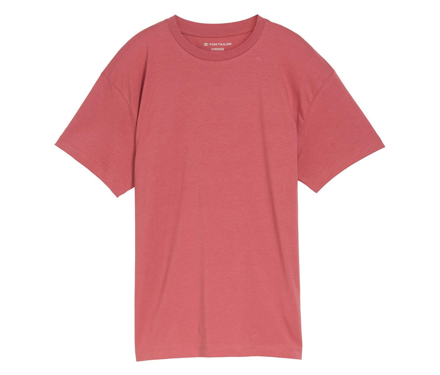 Einfarbiges, korallfarbenes Tom Tailor Oversize T-Shirt.