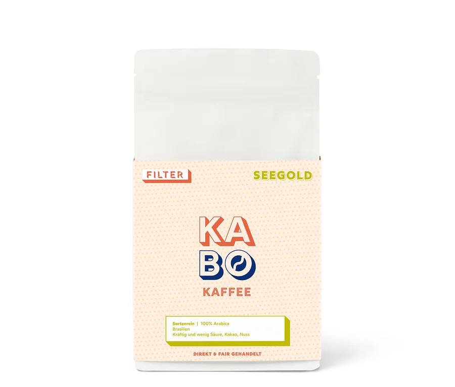 Packung KABO - Seegold Filterkaffee - 250 g Ganze Bohne.
