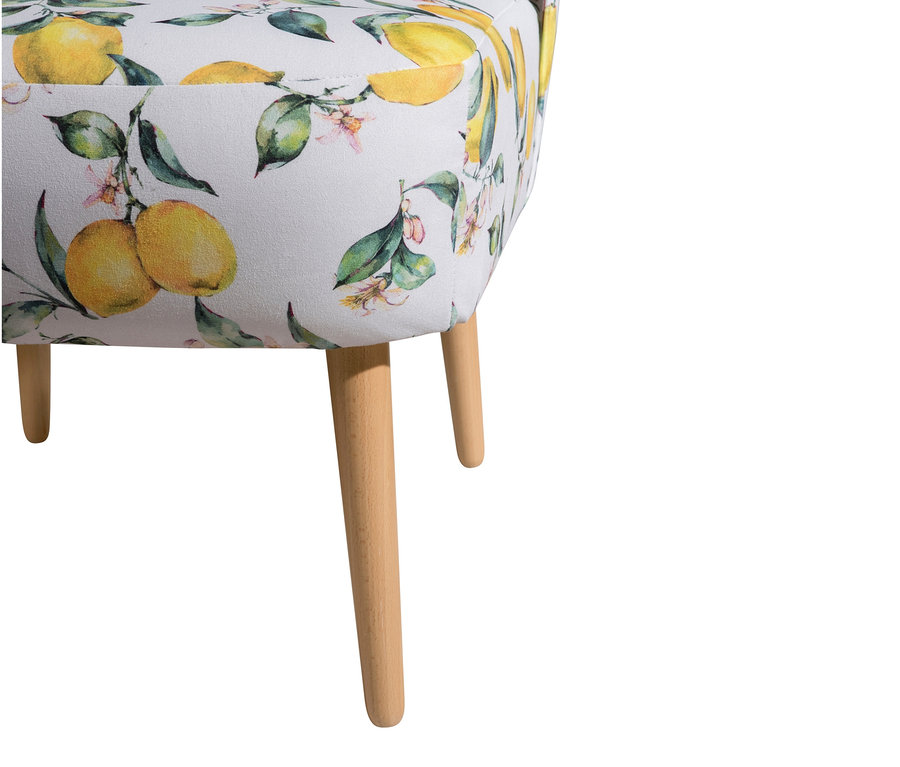 Detailansicht Cocktailsessel »Fiona« mit Zitronenprint.