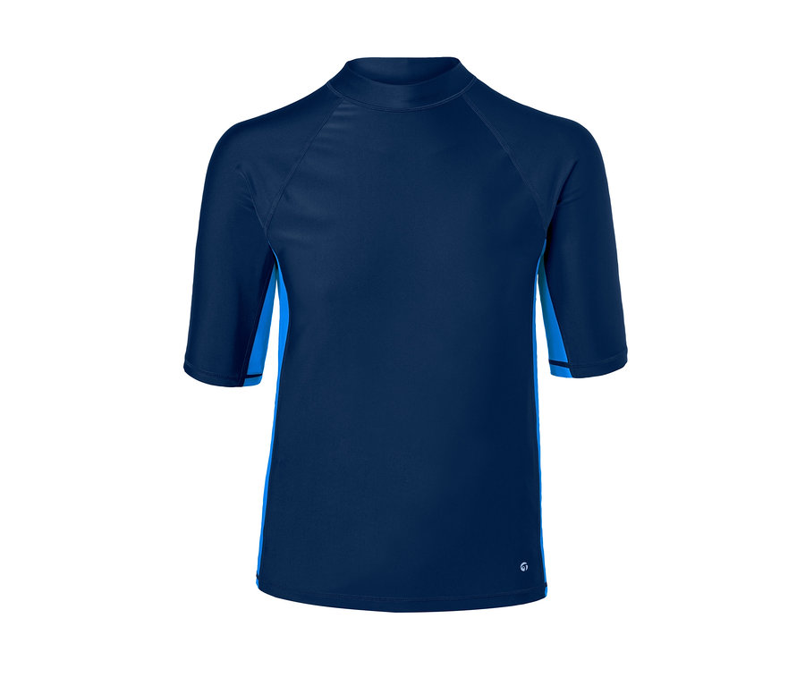 Dunkelblaues UV-Shirt mit kurzen Ärmeln.