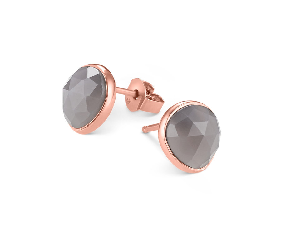 Zwei rosévergoldete Silberohrstecker mit Edelstein.