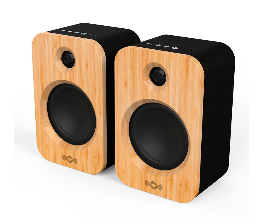 Zwei House of Marley Bluetooth®-Lautsprecher »Get Together Duo« auf weißem Hintergrund.