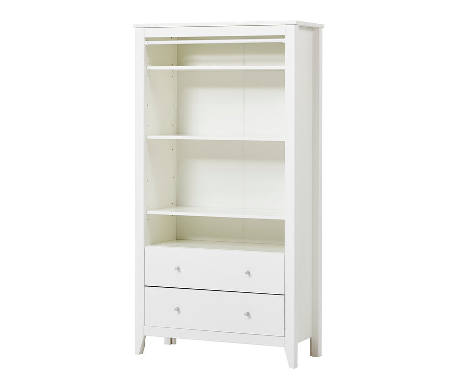 Weißer Schrank mit Schubladen.