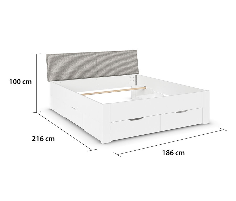 Weißes Bettgestell mit Kopfteil und Schubladen. Rauch Bett »Aditio Beds«, 180 cm mit Polsterkopfteil.