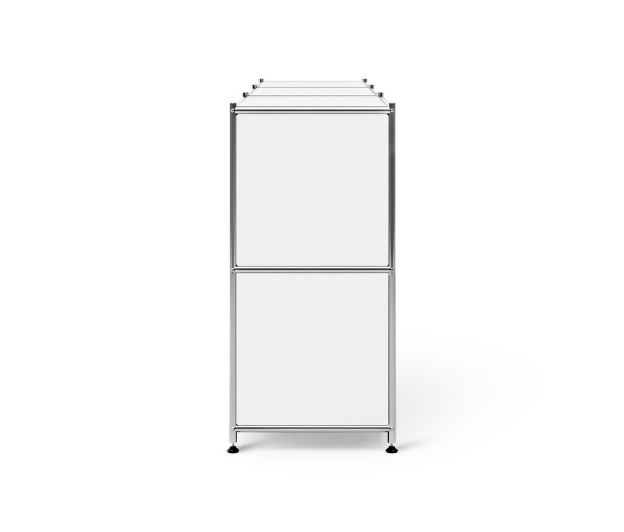 Weißes Sideboard Metall »CN3« mit 3 versetzbaren Klappenfächern.