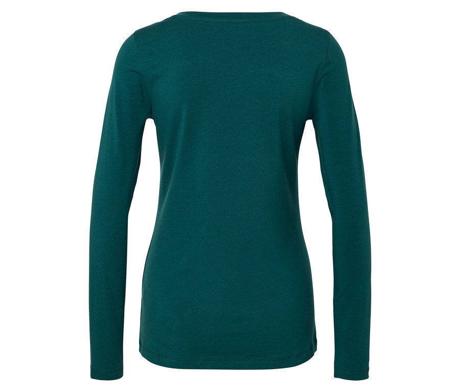 Dunkelgrünes Langarmshirt von hinten.