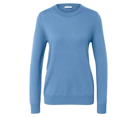 Blauer Feinstrickpullover mit Cashmere.