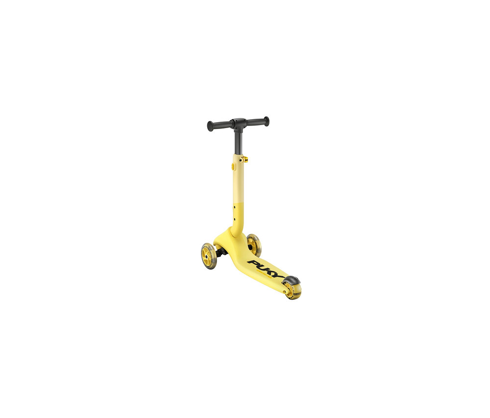 Gelber PUKY Roller PUSH mit drei Rädern und schwarzem Lenker.