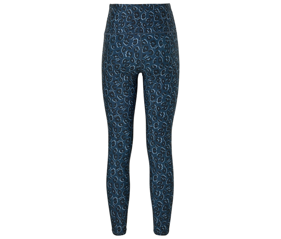 Blaue Leggings mit Tiermuster.