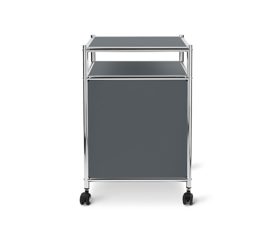 Grauer Rollcontainer Metall »CN3« mit Klappe.
