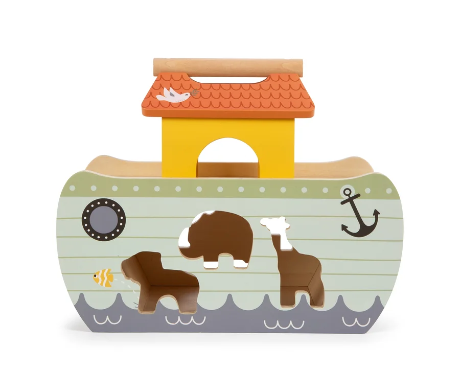 Ein Steckspiel »Arche Noah Safari« von Small foot aus Holz mit Tierformen zum Einstecken.