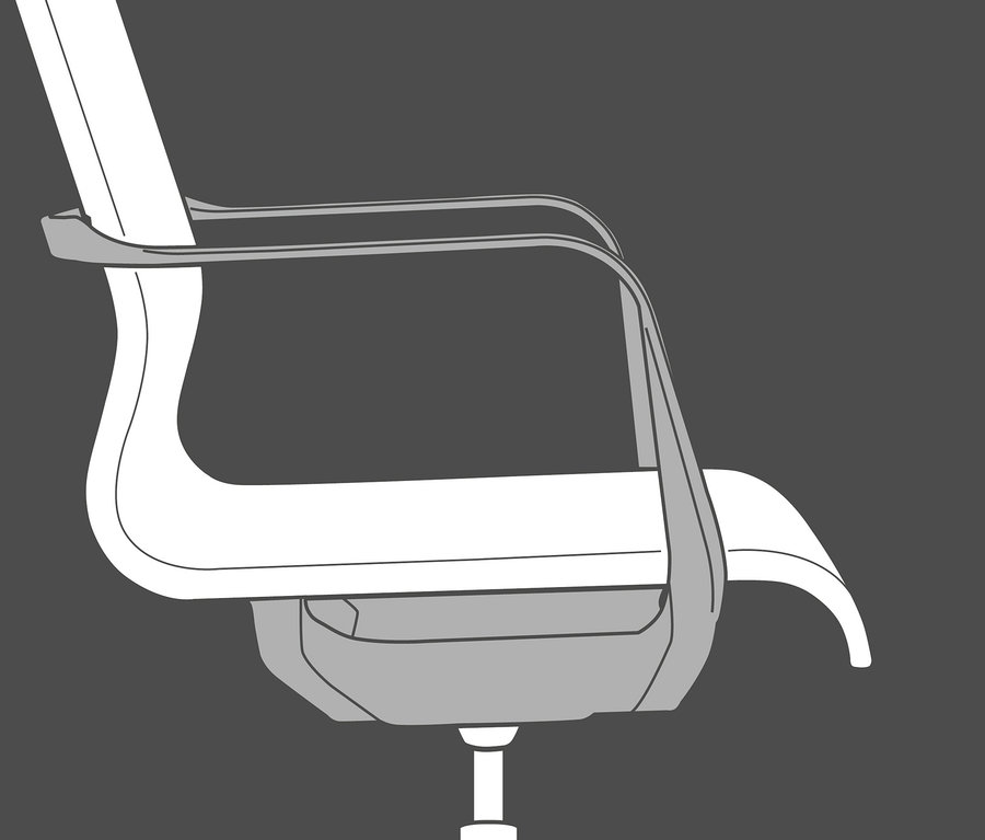 Detailansicht der Seite und eines Teils der Rückenlehne des schwarzen Topstar Bürostuhls »SITNESS Life 40«.