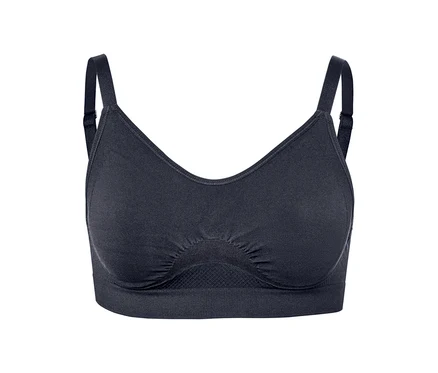 Blauer Seamless-Sport-BH auf weißem Hintergrund.