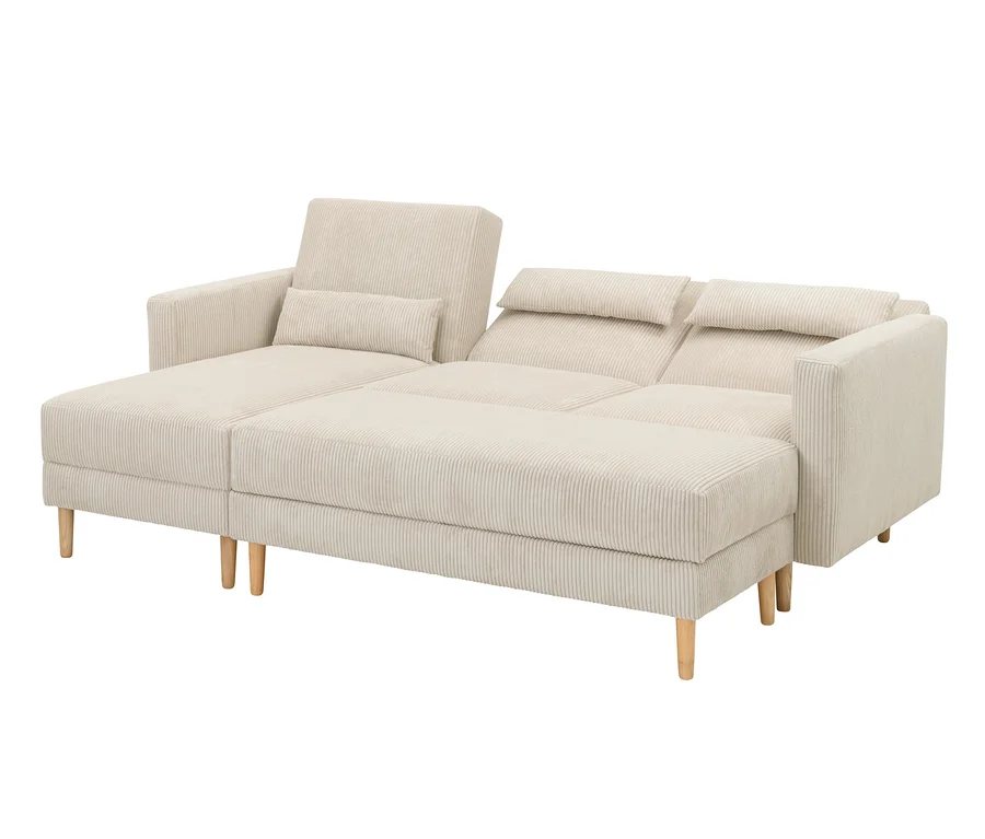 Cremefarbenes Federkern Eck-Schlafsofa »Jenna«.