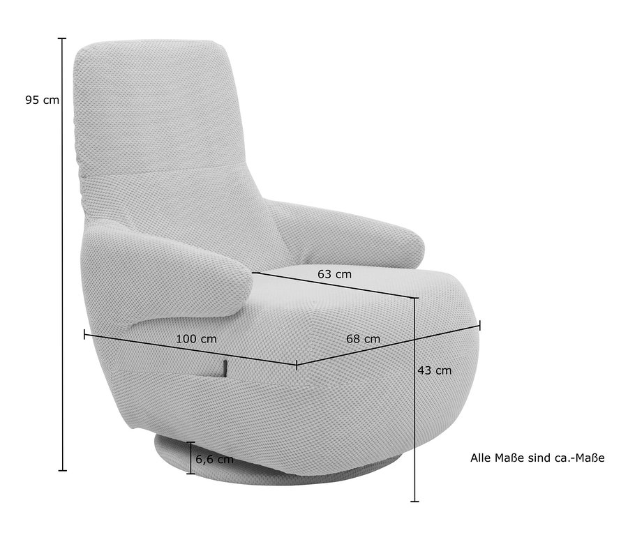 Maße des beigen DOMO collection Sessel »Stockholm«.