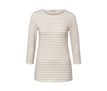 Gestreiftes Shirt mit 3/4-Arm in Weiß und Beige.