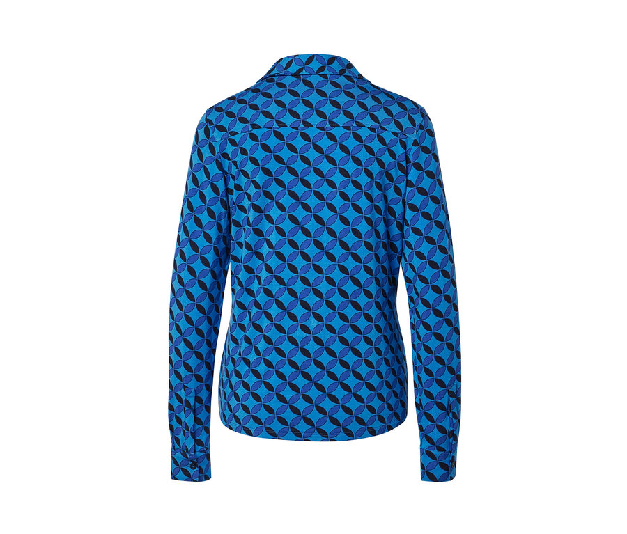 Blusenshirt mit Knopfleiste mit geometrischem Muster.