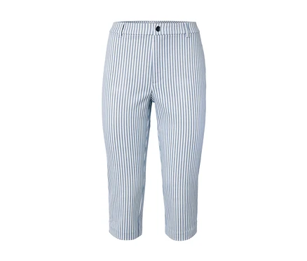 Eine gestreifte 3/4-Stretch-Twill-Hose.