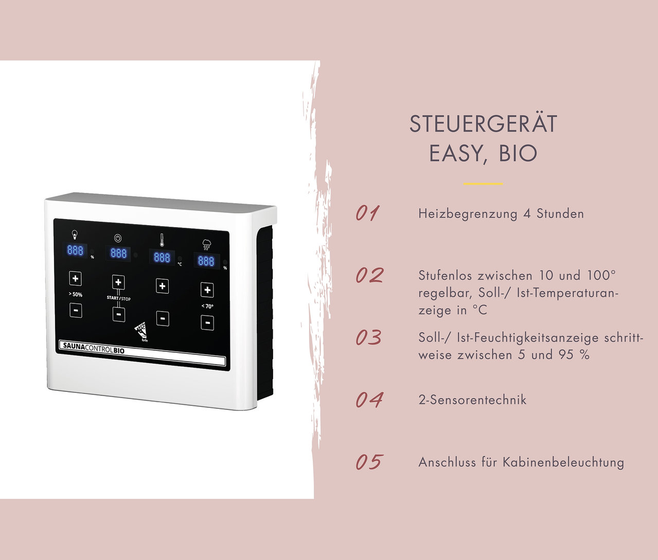 Saunasteuerung mit Display und Tasten.