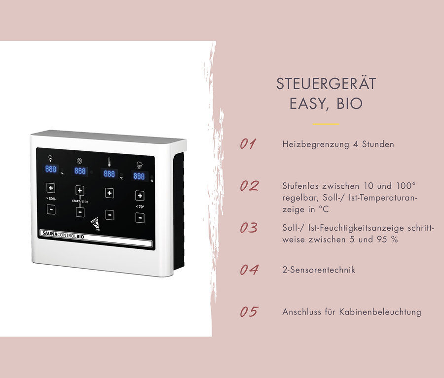 Saunasteuerung mit Display und Tasten.