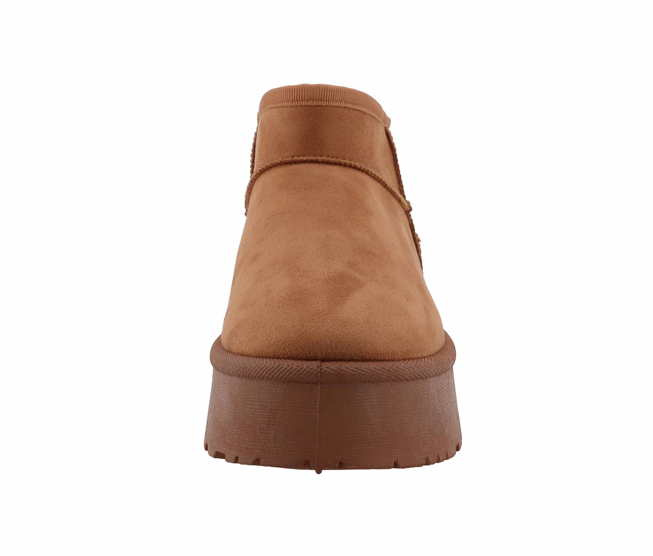 Brauner Wildlederstiefel mit Plateau.