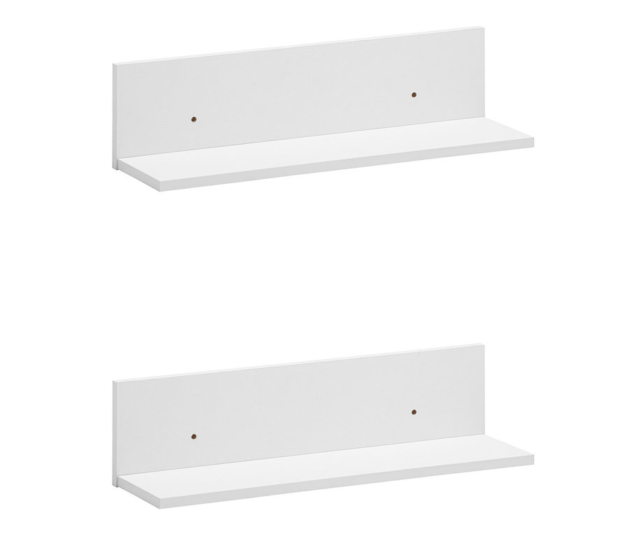 Zwei matte, weiße Regale »Torge«.