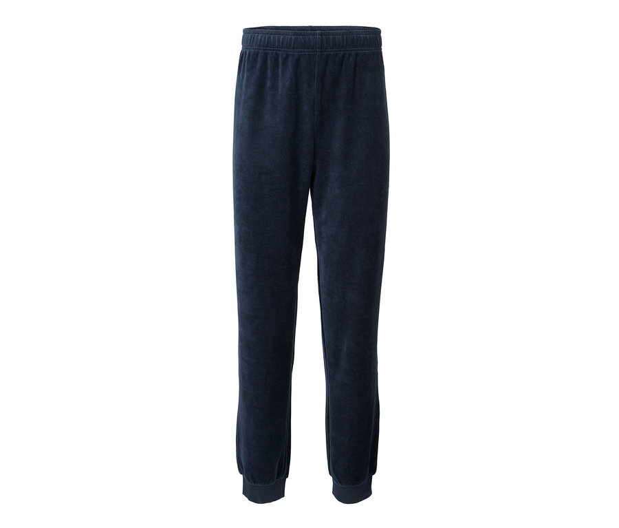 Eine marineblaue Nicki-Pyjamahose auf weißem Hintergrund.