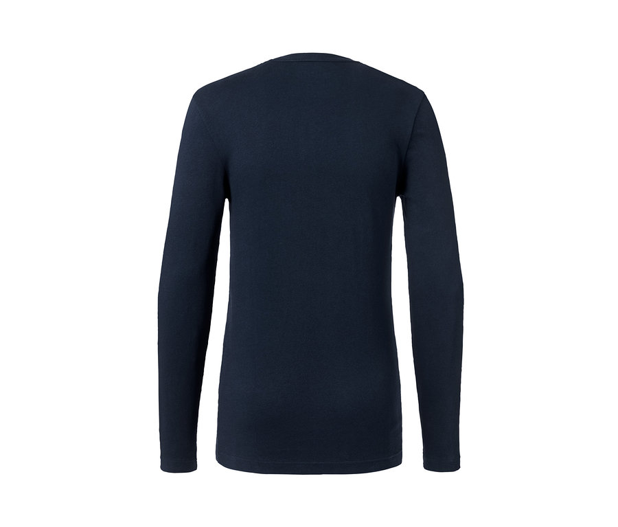 Dunkelblaues Henley »Mustang« Langarmshirt von hinten.