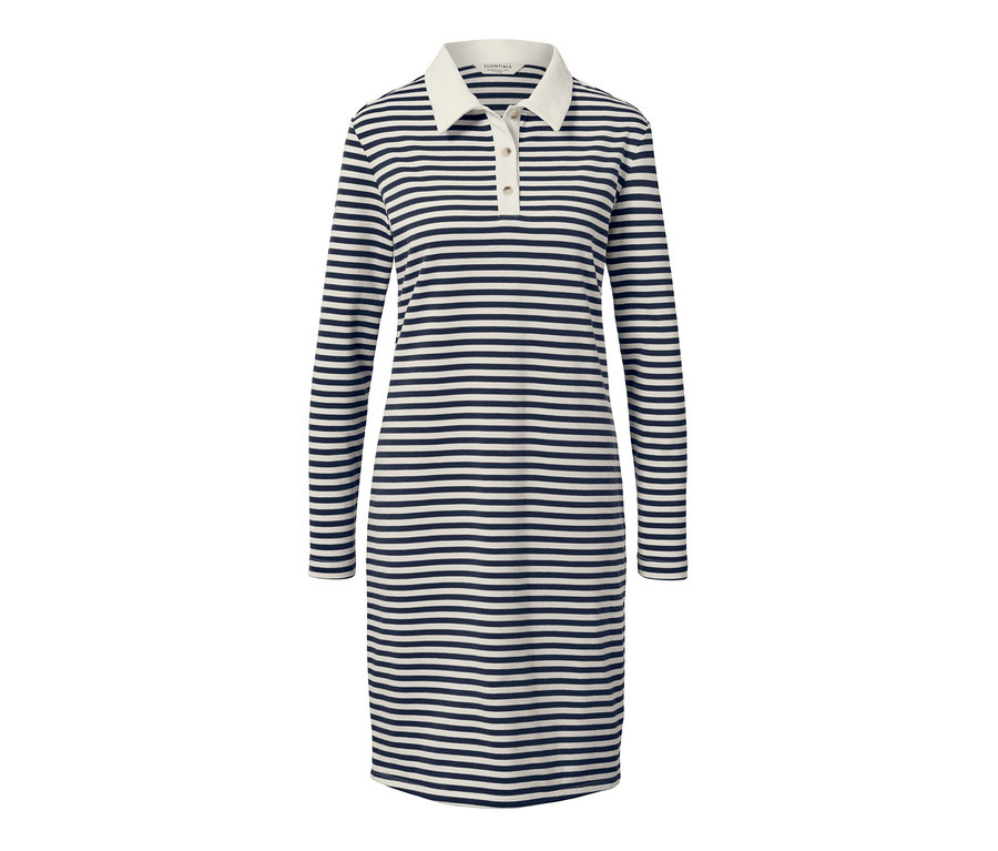 Gestreiftes Sweatkleid mit Polokragen.