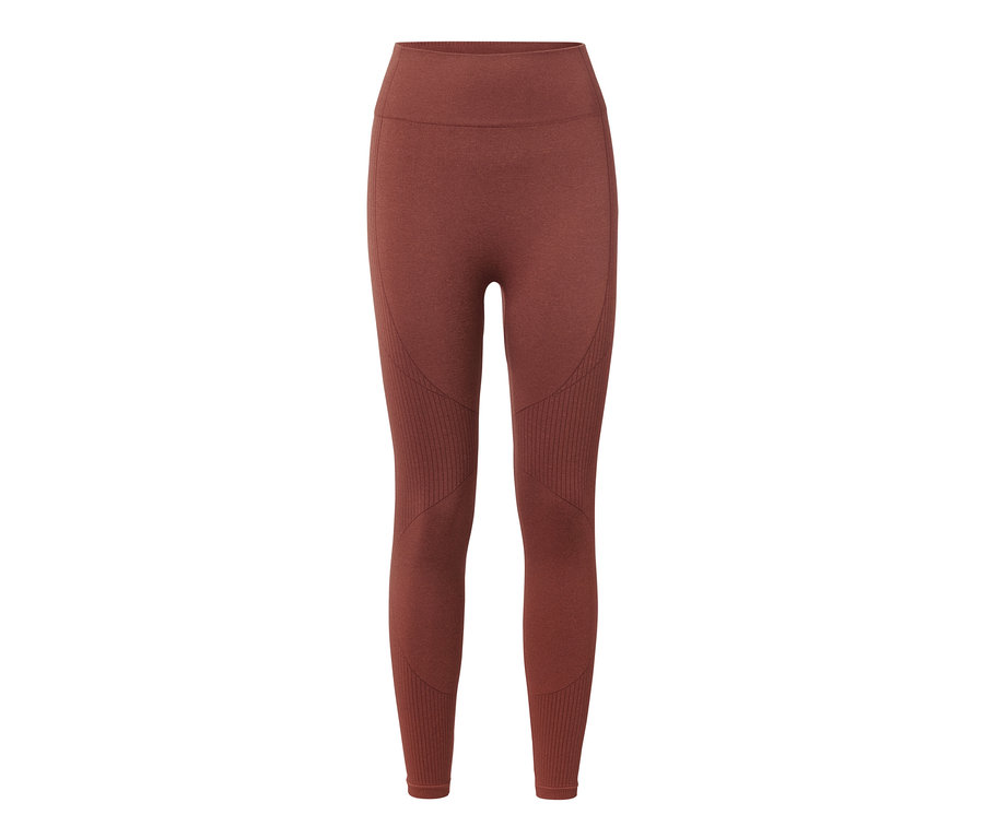 Eine braune 7/8-Seamless-Funktions-Sporttight auf weißem Hintergrund.