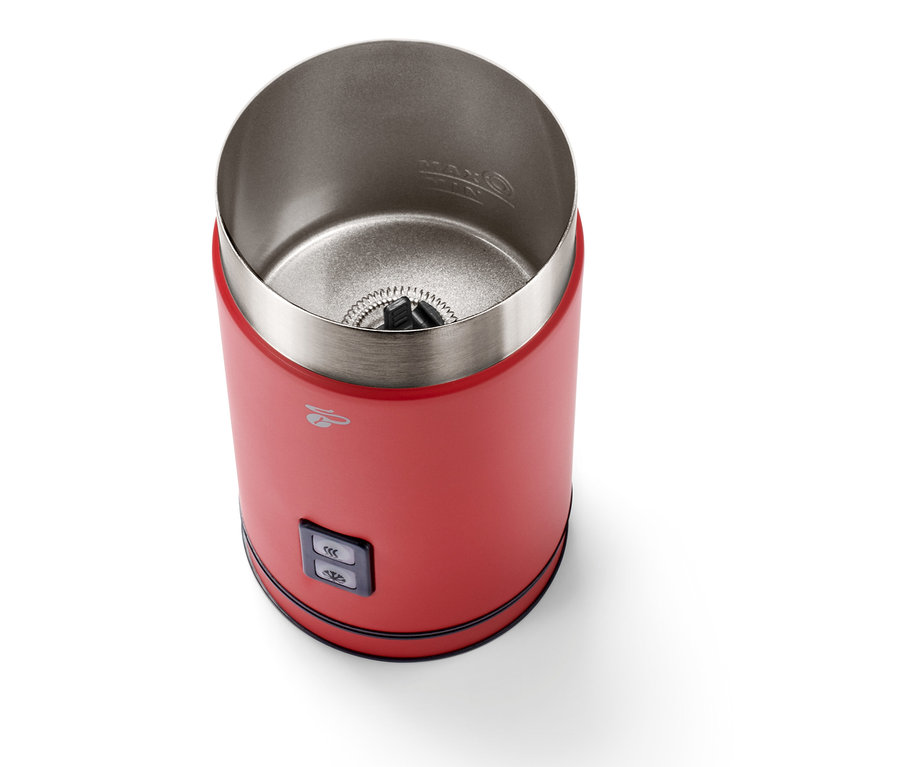 Elektrischer Milschaufschäumer, rot.