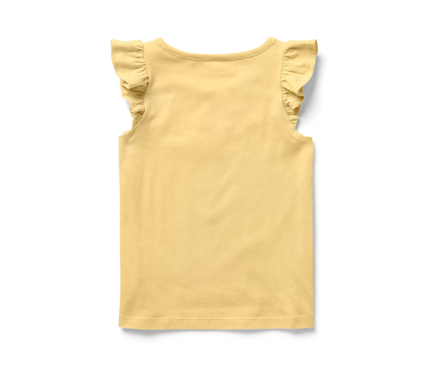 Gelbes Kinder-Shirt mit Volantärmeln.