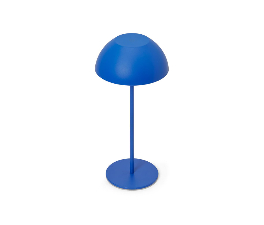 Blaue LED-Akku-Tischleuchte.