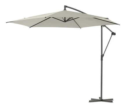 Hellgrauer Leco Ampelschirm* Ø 300 cm, inklusive Schirmständer und Abdeckhaube.