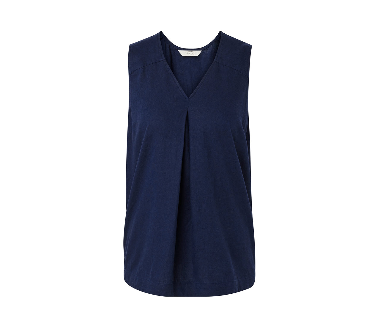 Ärmellose Leinenbluse, navy.