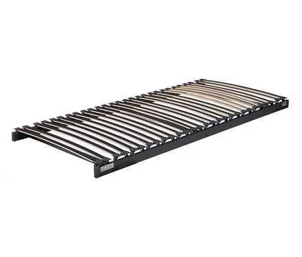 Schwarzer TEMPUR FORM™ Systemrahmen 500, starr, mit hellen Holzlatten in den Größen 140 x 200 cm, 80 x 200 cm, 90 x 200 cm, 100 x 200 cm.