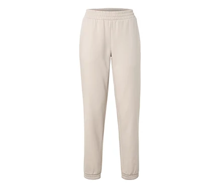 Beige Jogginghose mit elastischem Bund und Bündchen.