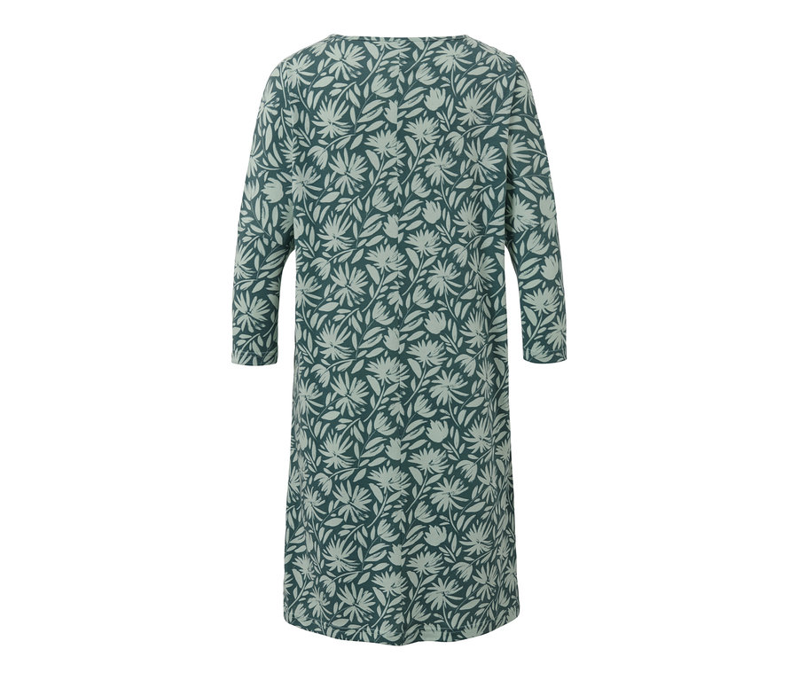 Rückansicht eines petrolfarbenen Nachthemds mit Alloverprint.