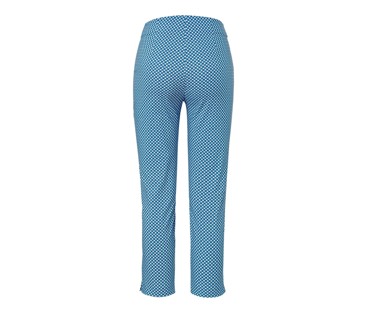 Blaue 7/8-Stretchhose mit Alloverprint.