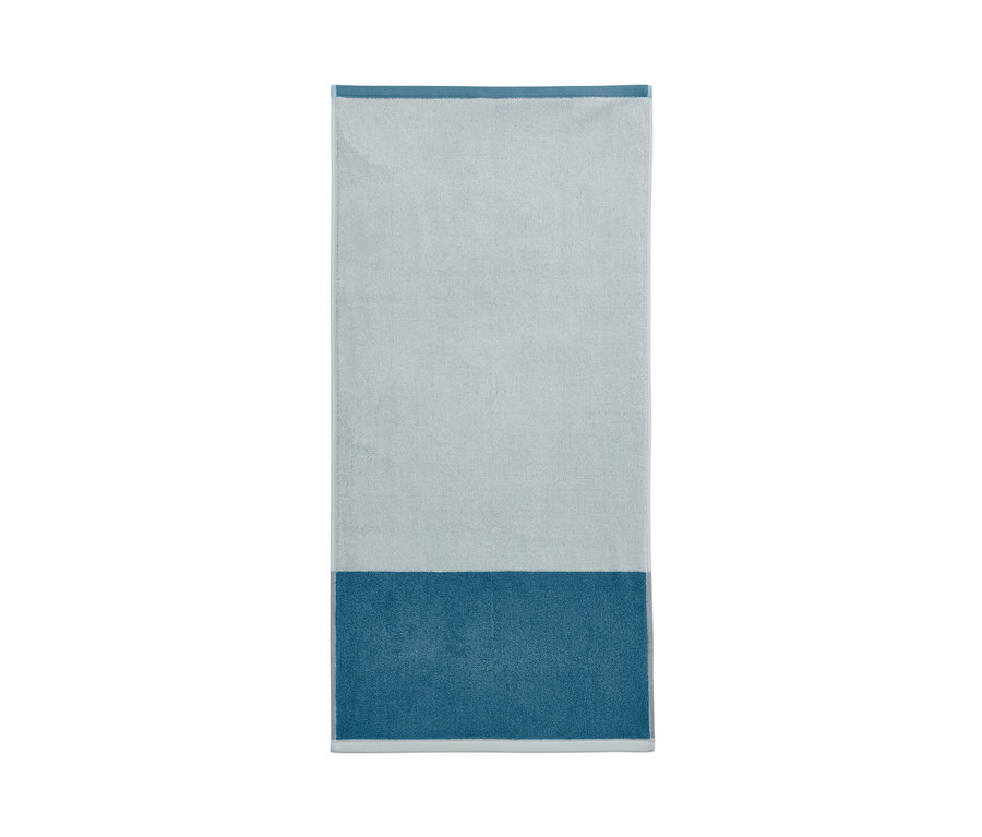 Blaues Jacquard-Handtuch.