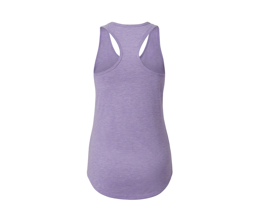 Detailansicht eines lila 2-in-1-Kurzarm-Sportshirts.