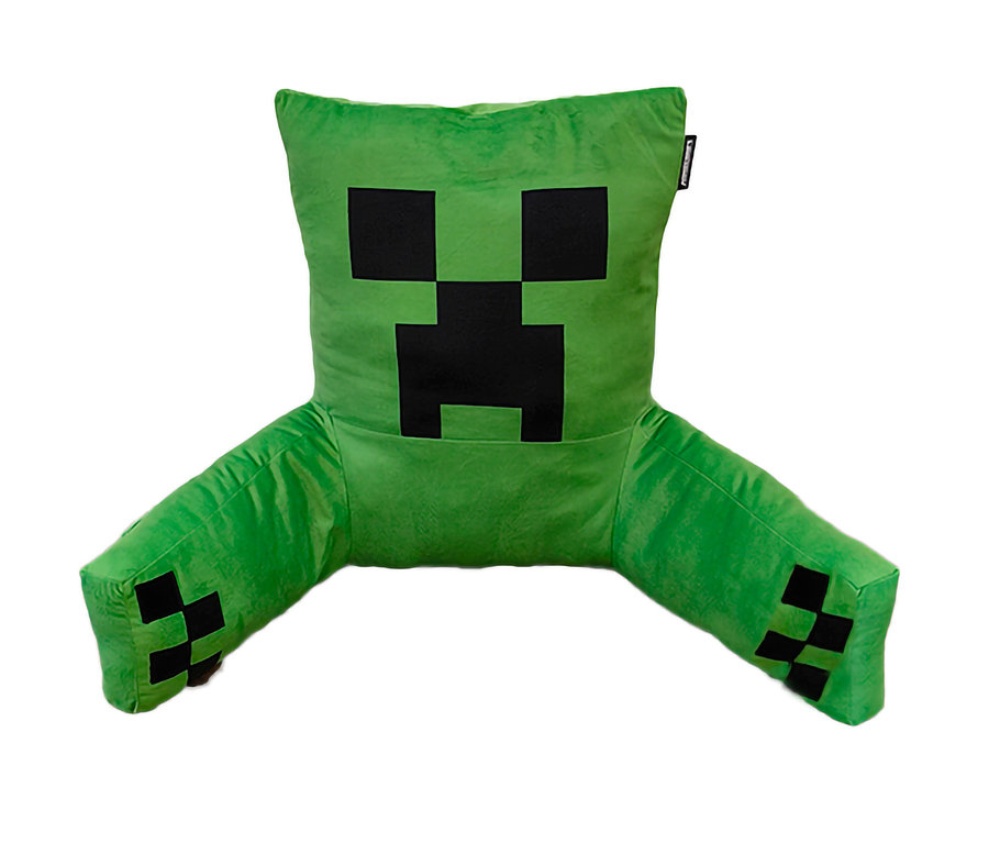 Grünes MINECRAFT Relaxkissen, Creeper mit schwarzem Creeper-Gesicht.